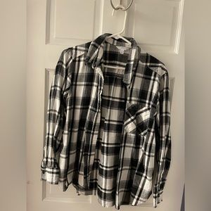 Black, white and grey flannel shirt.  Size large.  Brand Time and Tru.